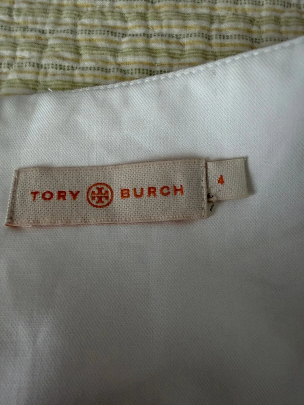 TORY BURCH White Cotton Stretch Pique Sleeveless Square Neck Dress Sz 4